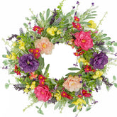 WreathDream spring-peony-wreath on front door enhances curb appeal.
