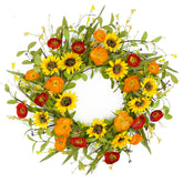 WreathDream spring sunflower front door wreath with vibrant blooms for curb appeal.