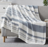 WRENSONGE grey blue throw blanket wide view showing soft plush fabric