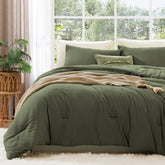 Wrensonge olive-green comforter full set on bed for all-season coziness