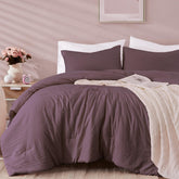 WRENSONGE Queen Comforter Set in deep purple for all-season softness.