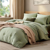 WRENSONGE twin-xl comforter sage green close-up shows ultra-soft microfiber for all-season comfort.