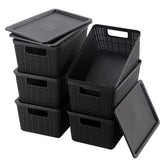 WRRLORS six-pack storage baskets with lids, breathable design for tidy closets.