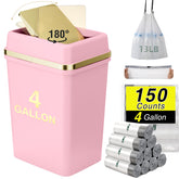 WSBArt pink trash can with lid, 4 gallon, enhances bathroom organization.
