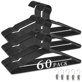 WSJYKN 60-pack metal wire hangers arranged for organized closet storage and easy outfit selection.