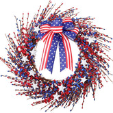WSTPUPU 4th of July wreath for front door with bold colors