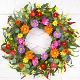 WSTPUPU Spring Wreath with daisies on the front door for bright seasonal charm
