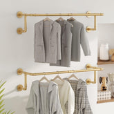 WTPLWD industrial pipe clothing rack 2-pack wall-mounted, space-saving storage for outfits.