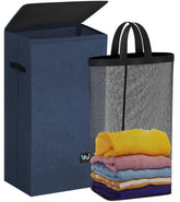WTREE laundry hamper lid closed to conceal laundry and reduce odors.