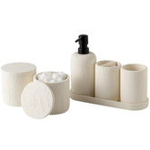 WUUAHOME travertine soap dispenser with durable polyresin for daily bathroom use