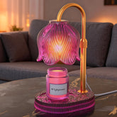 WYghyronic candle warmer lamp with pink glass base for safe, clean fragrance diffusion.