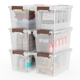 WYT 6-pack 17qt clear bin with lid, stackable design for space-saving storage