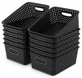 WYT basket weave design in black adds compact storage on shelves.