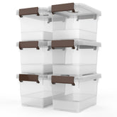 WYT clear storage latch box six-pack with closed lids keeps small items neatly organized