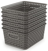 WYT Weave Storage Baskets gray front view, ideal for kitchen organization
