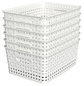 WYT woven plastic storage baskets front view ideal for quick closet organization