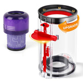 WYWY.Wide Dyson bin release handle eases emptying and reduces hand strain.