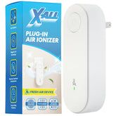 X-All Air Ionizer plugged in a bedroom to promote fresh air.