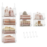 X-cosrack 4-tier closet organizer displaying stacked baskets for neat clothing storage