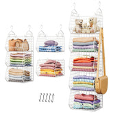 X-cosrack 5-tier closet hanging organizer with open baskets for easy clothing organization.