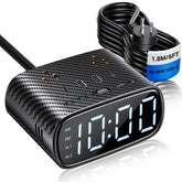 XBA digital alarm clock front view with dual alarms and USB-C charging.