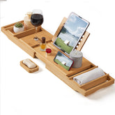 XcE Bamboo Bathtub Caddy extends from 29 to 41 inches for versatile tub fit.
