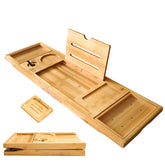 XcE foldable bamboo caddy extended length supports larger tubs
