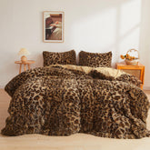 XeGe Cheetah Print Fluffy Duvet Cover front view showing plush fur for a cozy feel