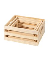 Xhqsulsclac rustic wooden crates set of 3 front view ideal for organized storage.