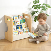 XiaZ Bookshelf for kids room front view showing four tiers for easy book access