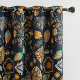 XiDi navy blue vintage floral curtains panel on rod featuring elegant room framing
