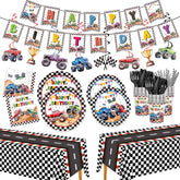 XIENBLOC Monster Truck plates 9-inch for easy serving at kids birthday parties