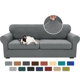 XINEAGE 3-piece couch cover in light gray on a 71-91 inch sofa demonstrating a neat fit