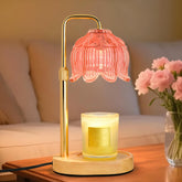 XJZJY Candle Warmer Lamp lotus flower pink for safe, flame-free fragrance in the living room