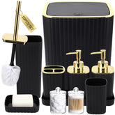 XLHOMO striped black bathroom set enhances a cohesive vanity look