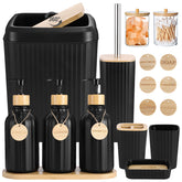 XLHOMO black bathroom accessories dispenser set keeps counters neat and coordinated.
