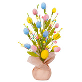 XmasExp Easter Tree 18-inch with colorful eggs and warm LED glow for indoor decor