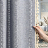 XOGUIBO blue boho blackout curtains 84-inch two-panel set block light and provide privacy