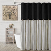 XOGUIBO farmhouse shower curtain linen blend highlights natural texture for timeless bathroom style.