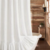 XOGUIBO farmhouse curtain with ruffle hem adds cozy rustic charm to your bathroom.
