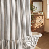 XOGUIBO farmhouse shower curtain with ruffle hem adds cozy rustic charm to your bath