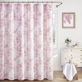 XOGUIBO pink floral shower curtain pattern adds vintage charm to the bathroom
