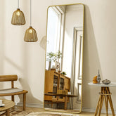XRAMFY 56x21-inch full-length mirror with rounded corners enhances safety and style in a bright room.