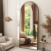 XRAMFY arched full-length mirror in black frame with crisp reflections