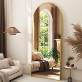 XRAMFY arched full-length mirror with top-frame detail enhances entryways with refined lighting.