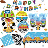 XUELIREN Toy Theme Plates with bright cartoons for a fun kids party