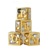 Xvvti prom boxes with letters arranged in a 4-pack for chic prom decor