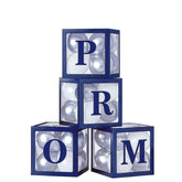 Xvvti Prom Boxes royal blue letters demonstrate party-ready prom decor.