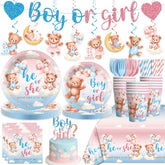 Xynic bear gender reveal banner adds playful pink and blue accents for a memorable moment.