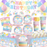 Xynic rainbow banner for a photo-ready birthday entrance.